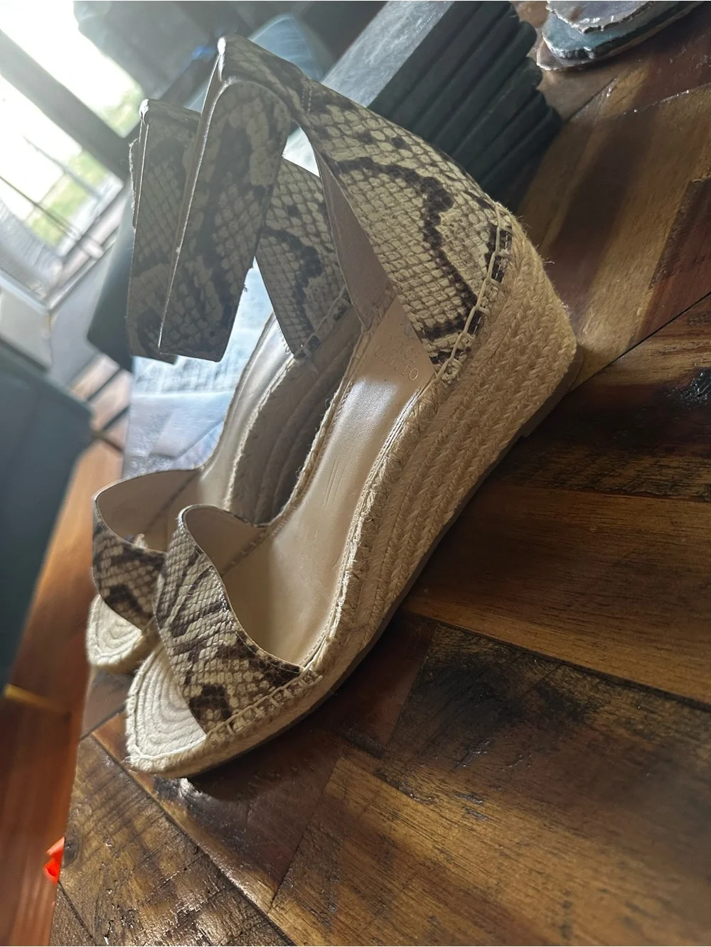 Vince Camuto Jesla Leather Espradrille Wedge Sandal 10